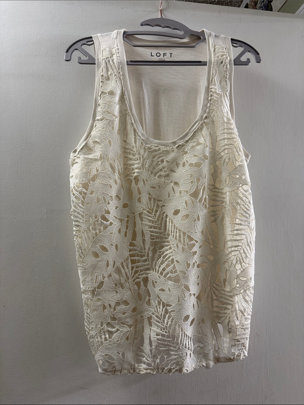 LOFT Cream Lace Overlay Tank Top